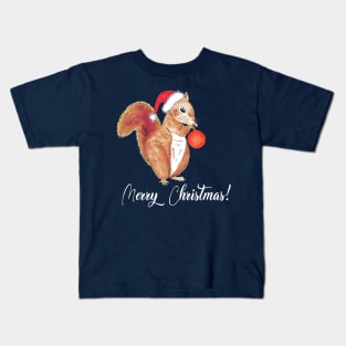 Christmas squirrel saying merry christmas Kids T-Shirt